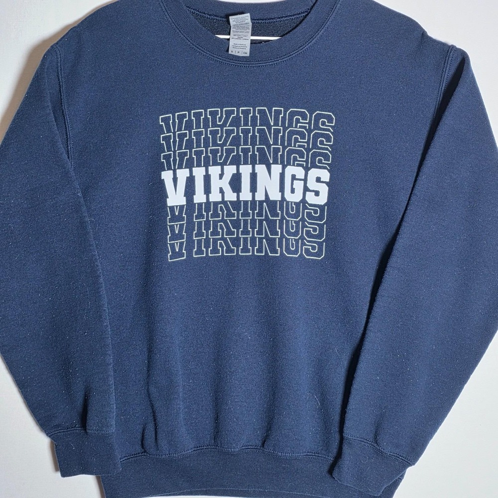 Vintage Gildan Minnesota Vikings Crewneck Sweatshirt Mens Small Navy Blue NFL